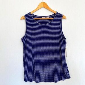 CHICO’S Zenergy Size 2 US Large Ink Purple Stripe Sleeveless Sweater Tank NEW